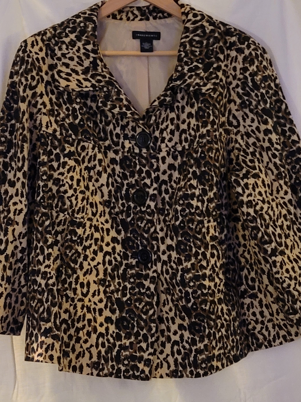 Ingredients Leopard Print Button Front Jacket - Brown & Black